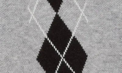 Bobeau Argyle Button Front Cardigan In Gray