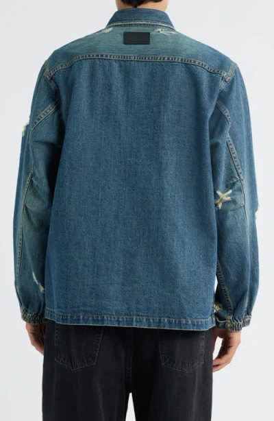Helmut Lang Distressed Chest Pocket Long Sleeve Jacket In Blue