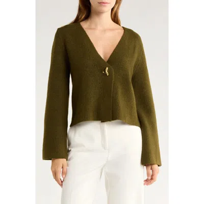 Vigoss Asymmetrical Button Cardigan In Green