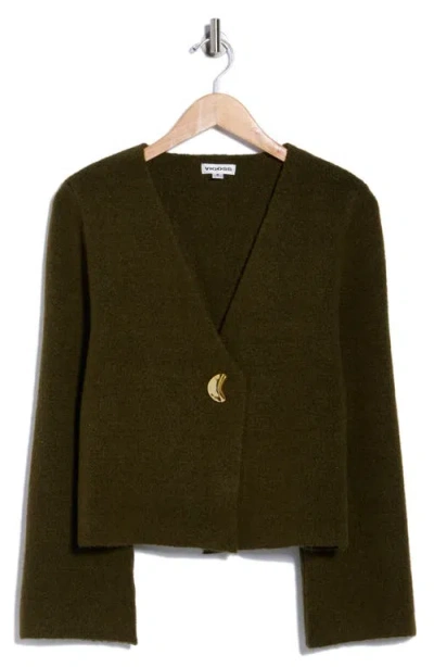 Vigoss Asymmetrical Button Cardigan In Green
