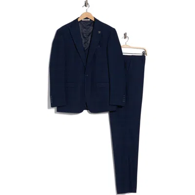 Zegarie Glen Plaid Double Breasted 3-piece Suit In Blue