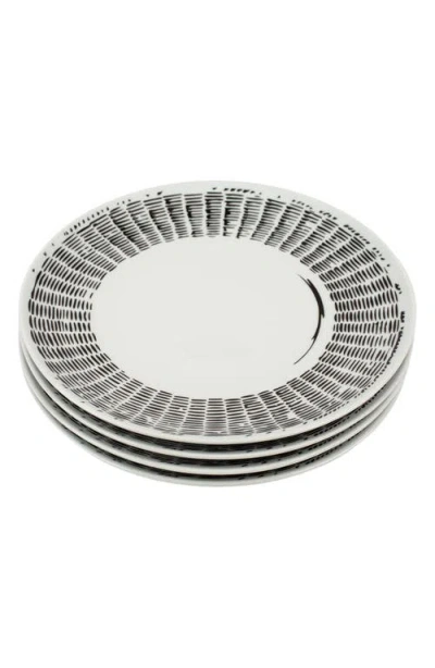 Misette Line Drawing Set Of 4 Dinner Plates In White