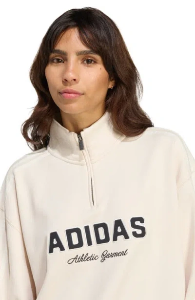 Adidas Originals Athletic Department Quarter Zip Sweatshirt In Neutral
