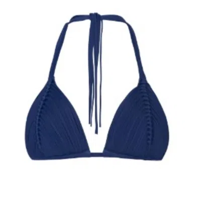 Pq Swim Isla Macrame Triangle Bikini Top In Blue