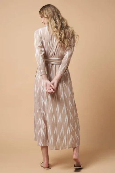 Guadalupe Design Luciana Ikat Midi Dress In Khaki In Neutral