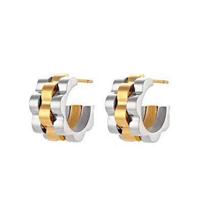 Arsn The Label Women's Gold / Silver Timepiece Link Hoops In Multi