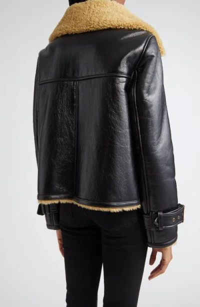 Veronica Beard Danika Shearling-lined Leather Jacket In Black