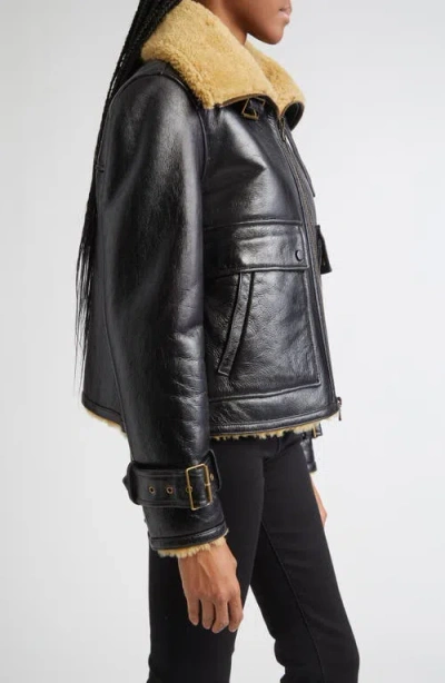 Veronica Beard Danika Shearling-lined Leather Jacket In Black