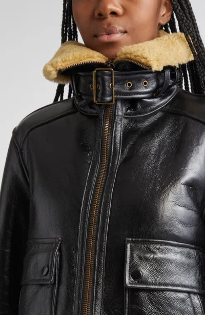 Veronica Beard Danika Shearling-lined Leather Jacket In Black