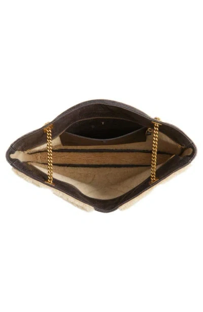 Valentino Viva Superstar Small Shearling Shopping Shoulder Bag In Brown