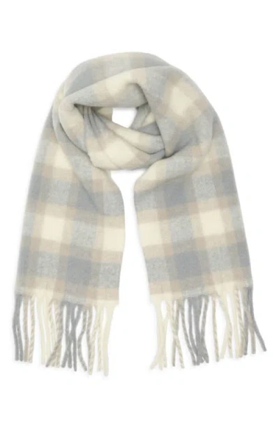 Nordstrom Plaid Wool & Alpaca Blend Fringe Scarf In Gray