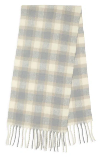 Nordstrom Plaid Wool & Alpaca Blend Fringe Scarf In Gray
