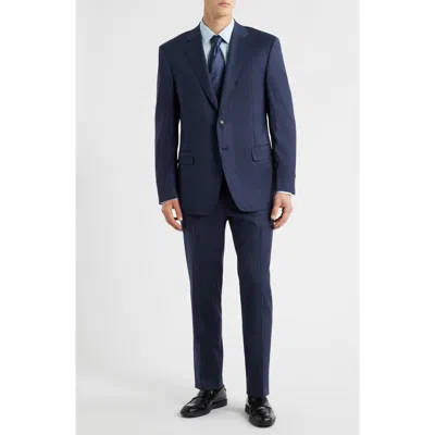 Canali Siena Regular Fit Navy Shadow Stripe Wool Suit In Blue
