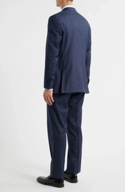 Canali Siena Regular Fit Navy Shadow Stripe Wool Suit In Blue