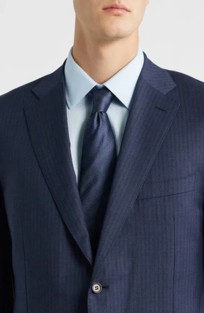 Canali Siena Regular Fit Navy Shadow Stripe Wool Suit In Blue