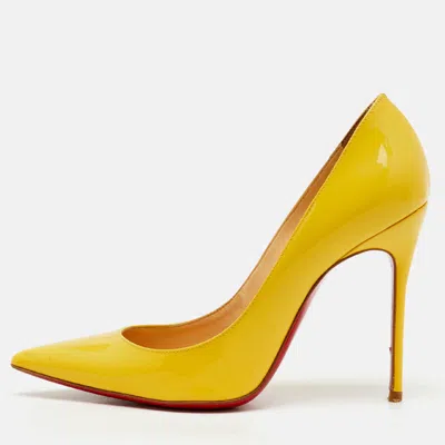 Pre-owned Christian Louboutin Yellow Patent Leather So Kate Pointed Toe Pumps Size 37