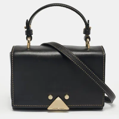 Pre-owned Emporio Armani Black Leather Flap Top Handle Bag