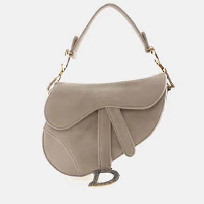 Pre-owned Dior Mini Velvet Saddle Bag In Brown