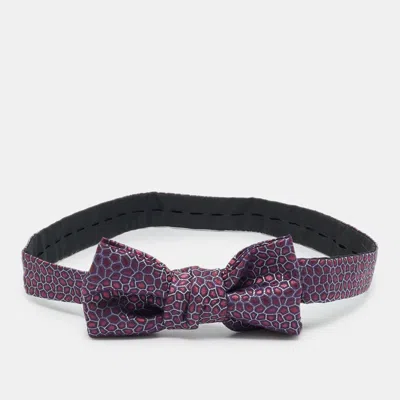 Pre-owned Saint Laurent Purple Patterned Silk Bow Tie