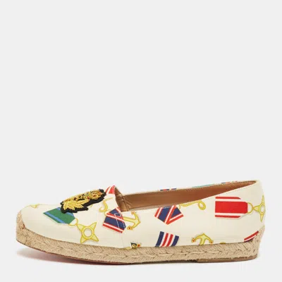 Pre-owned Christian Louboutin Multicolor Canvas Papi Hugo Espadrille Flats Size 37