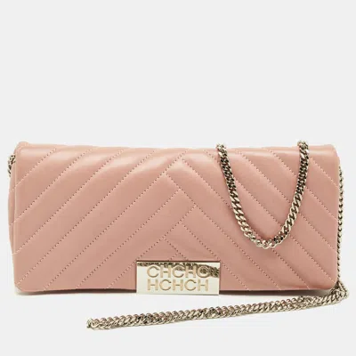 Pre-owned Carolina Herrera Pink Quilted Leather Bimba Chain Clutch