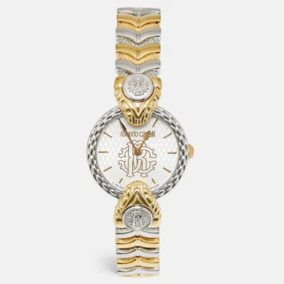 Pre-owned Roberto Cavalli By Franck Muller 1l075 Silver Dial Two-tone Stainless Steel Women's Wristwatch 32 Mm