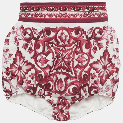 Pre-owned Dolce & Gabbana Pink Majolica Print Poplin Balloon Shorts S