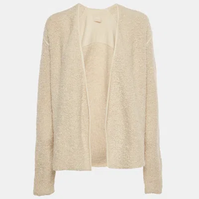 Pre-owned Zadig & Voltaire Cream Boucle Open Front Daphnee Cardigan L In White