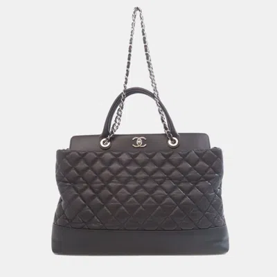 Pre-owned Chanel Matelasse Black Leather Tote