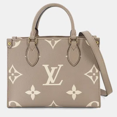 Pre-owned Louis Vuitton Two-tone Monogram Empreinte On-the-go Pm 2-way Tote Tourterelle Creme In White