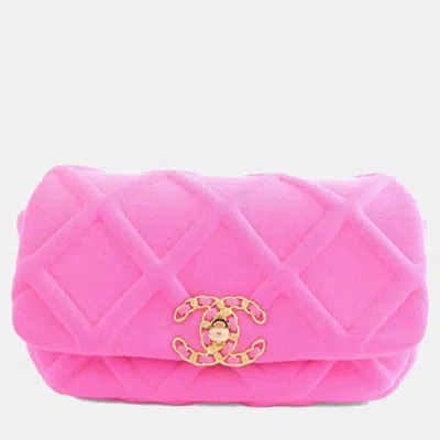 Pre-owned Chanel 19 Line Waist Bag In Pink