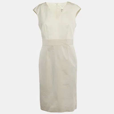 Pre-owned Paule Ka White /pink Crepe Sleeveless Short Dress M