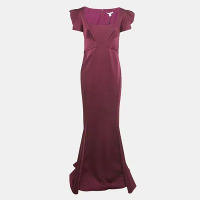 Pre-owned Zac Posen Purple Crepe Bethanle Gown L
