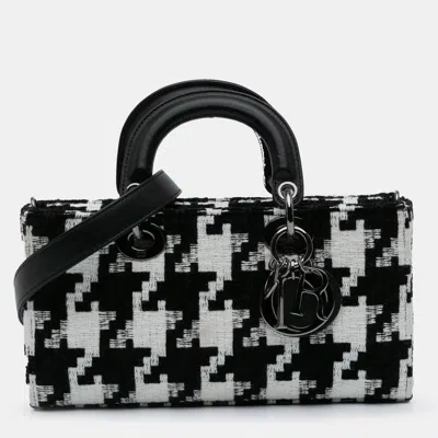 Pre-owned Dior Black Medium Canvas Macro Houndstooth Lady D Joy