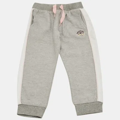 Pre-owned Kenzo Kids Grey Logo Applique Cotton Joggers 4yrs In Gray