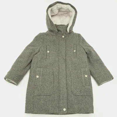 Pre-owned Chloé Kids Grey Wool Hooded Coat 6 Yrs In Gray