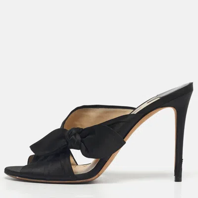 Pre-owned Jimmy Choo Black Satin Keely Slide Sandals Size 41