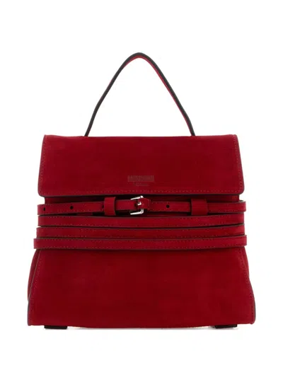 Moschino Small Structured Handbag Featuring Buckle Detail In Red
