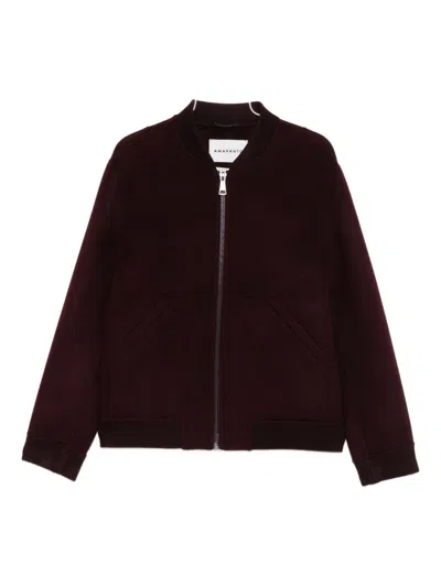 Amaranto Zip-up Bomber Jacket In Burgundy