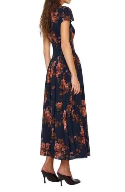 Reformation Maven Floral Print Maxi Dress In Blue