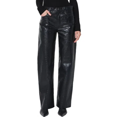 Agolde Leather Croc-embossed Arc Wide-leg Jeans In Multi