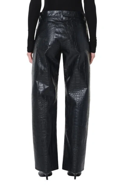 Agolde Leather Croc-embossed Arc Wide-leg Jeans In Multi