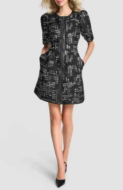 Dkny Women's Abstract Print Zip Front Mini Dress In Multi