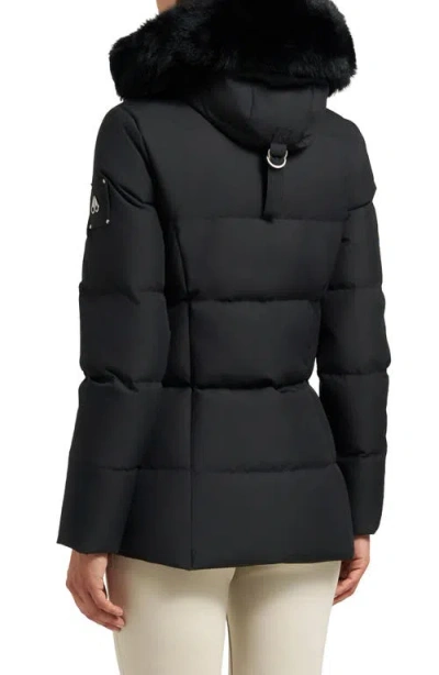 Moose Knuckles Cloud 800 Fill Power Down Puffer Jacket With Removable Genuine Shearling Trim In Animal Print