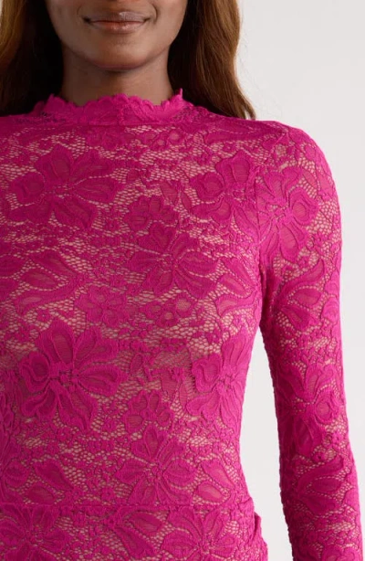 Kilo Brava Floral Lace Long Sleeve Teddy In Purple