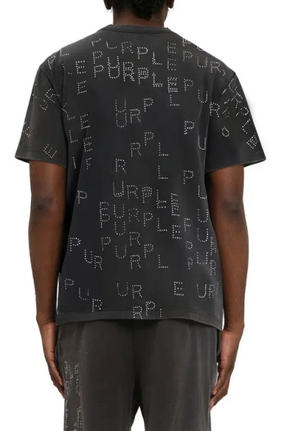 Purple Brand Studded Logo Heavyweight Jersey T-shirt In Black