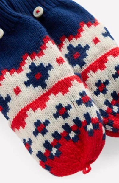Mini Boden Kids' Fair Isle Wool & Cotton Blend Mittens In Multi