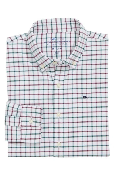 Vineyard Vines Kids' Tattersall Check Performance Button-down Shirt In Multi