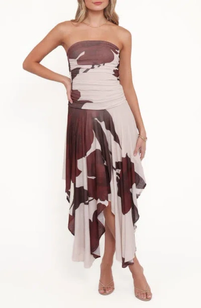 Petal And Pup Petal & Pup Doreen Strapless Midi Dress In Brown