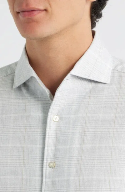 Emanuel Berg Modern Fit Glen Check Brushed Cotton & Lyocell Dress Shirt In Gray